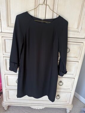 Banana Republic Black Long-Sleeve Shift Dress